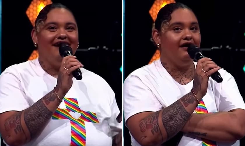 A ex-transgênero testemunhando na igreja. (Foto: Reprodução/Instagram/Lifestyle Christianity)