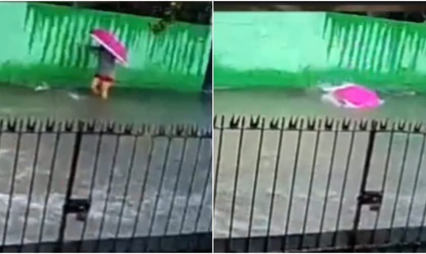 Maria Adriana Ferreira foi engolida por um grande bueiro aberto. (Foto: Reprodução/YouTube/CNN Brasil).