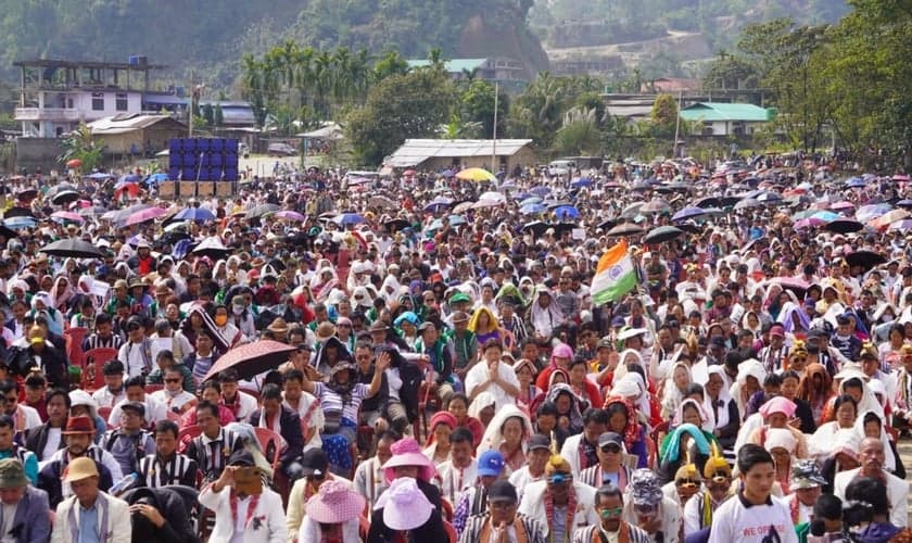 Milhares se reuniram para protestar contra a lei anticonversão no nordeste da Índia. (Foto: ACF)