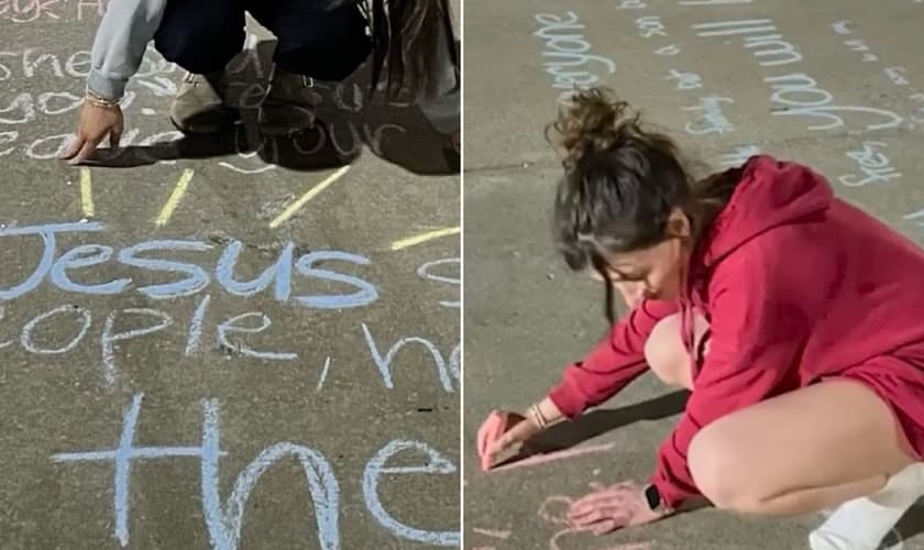 Os versículos foram escritos à mão e espalhados pelo campus. (Foto: Reprodução/Fox News)