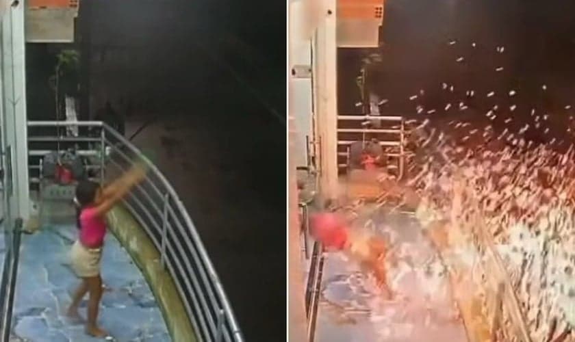 Nikolly no momento do acidente. (Foto: Reprodução/g1)