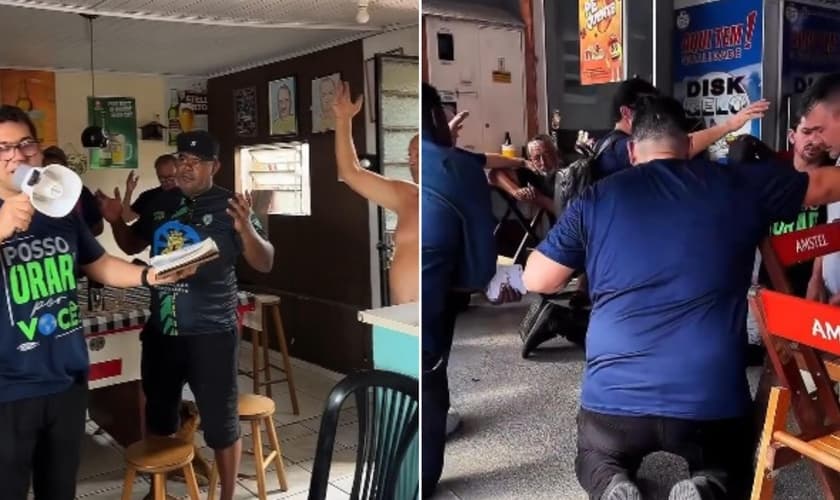 Os cristãos pregaram e oraram por pessoas nas ruas. (Foto: Reprodução/Instagram/Clebison Bandeira).