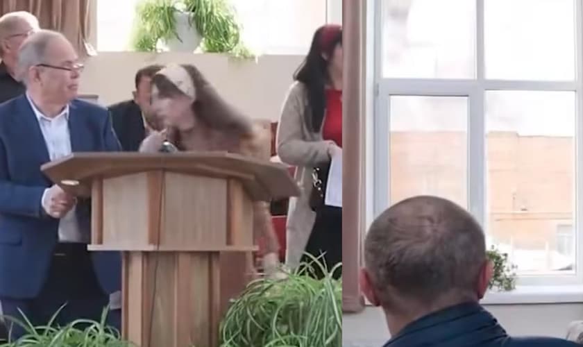 Os cristãos na igreja durante o ataque. (Foto: Reprodução/Instagram/Hoje no Mundo Militar)