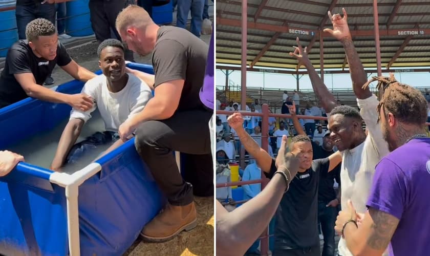 O batismo na prisão. (Foto: Reprodução/Instagram/God Behind Bars)