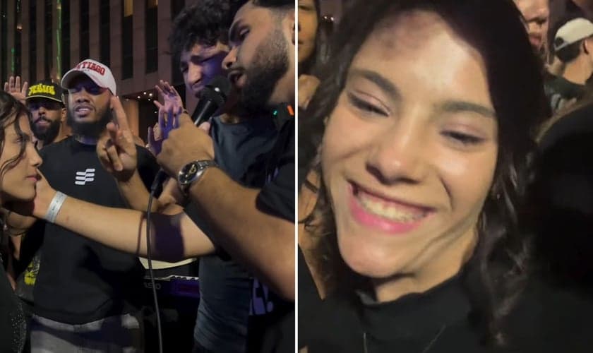 Rafaela durante a oração de cura. (Foto: Reprodução/Instagram/Luiz Vieira de Senna)