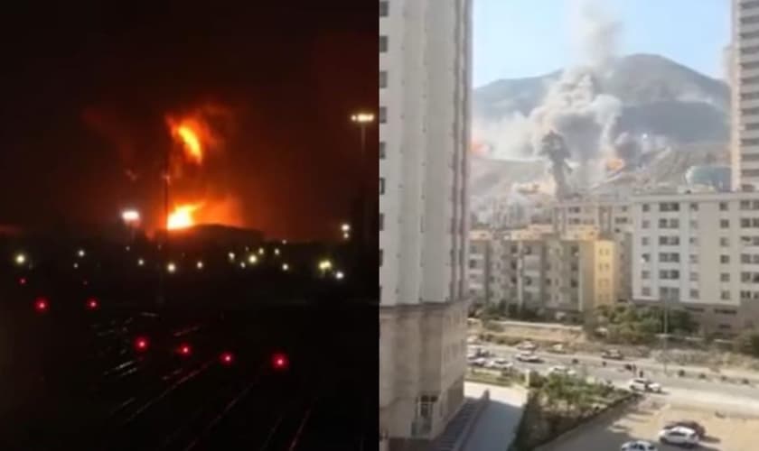 Ataques israelenses no Irã. (Foto: Reprodução/CBN News/Reprodução/Instagram/Hananya Naftali).