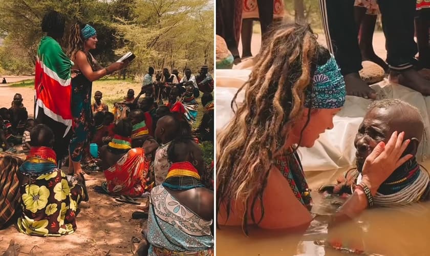 O batismo no deserto. (Foto: Reprodução/Instagram/Angi Magoulis)