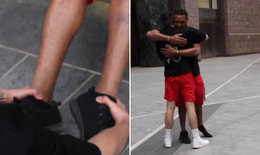 Lucas orando por Antônio. (Foto: Reprodução/Instagram/Lucas Sandoval)