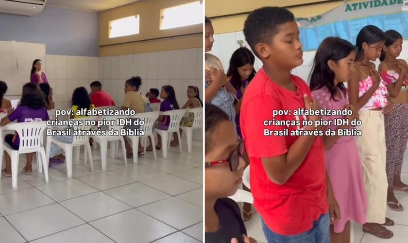 As crianças em aula. (Foto: Reprodução/Instagram/Gabriel Marques)