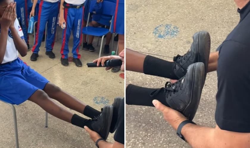 O pastor orando pela menina. (Foto: Reprodução/Instagram/Jean Rothen)