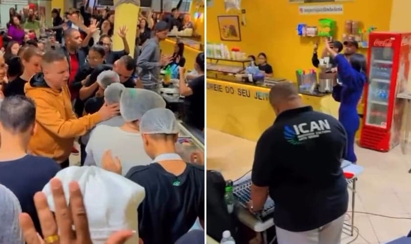 O culto na pizzaria. (Foto: Reprodução/Instagram/Império Jardim Helena)