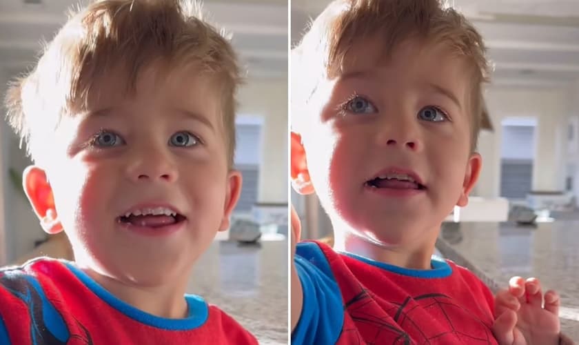 O menino relatando a visão. (Foto: Reprodução/Instagram/Ashley Byerley)