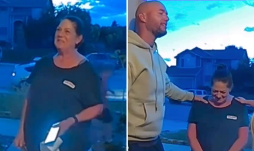 A entregadora sendo evangelizada. (Foto: Reprodução/Instagram/Nicole Pankratz)