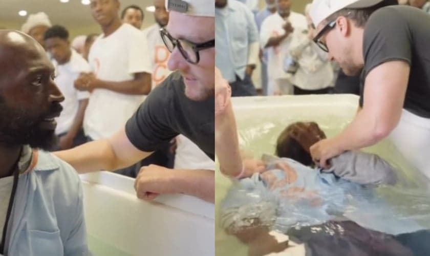 O homem foi batizado em uma prisão de segurança máxima nos EUA. (Foto: Reprodução/Instagram/God Behind Bars).