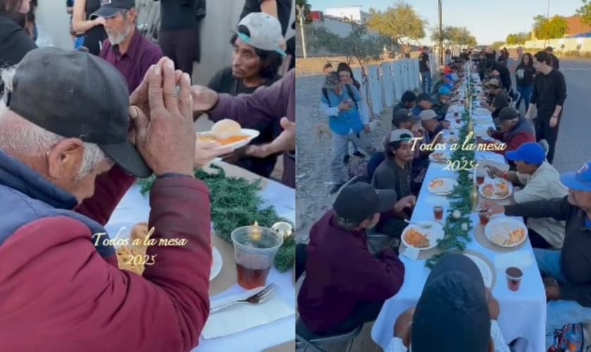 A igreja Comunidad Casa Norte montou uma grande mesa na rua para os sem-teto. (Foto: Reprodução/Instagram/Comunidad Casa Norte).