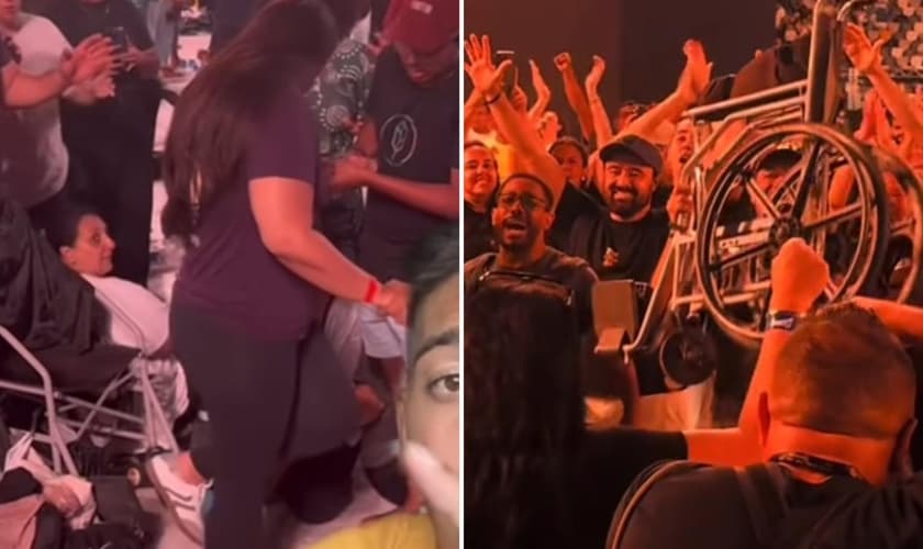 A jovem foi curada após orações na Arena MRV, em BH. (Foto: Reprodução/Instagram/André Paranhoz)